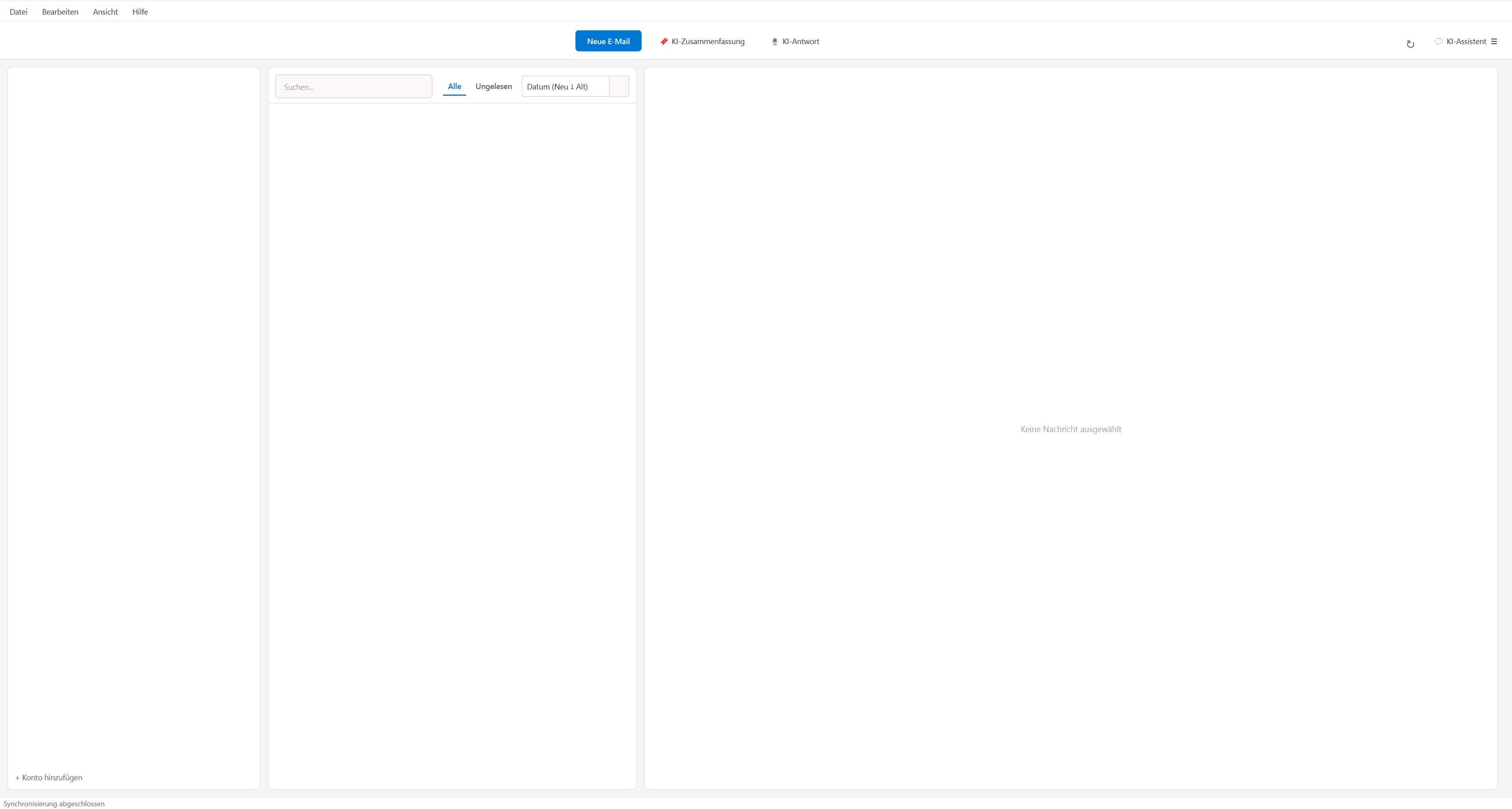 Email Client Windows – Benutzeroberfläche des E-Mail-Clients für Windows mit KI-Funktionen